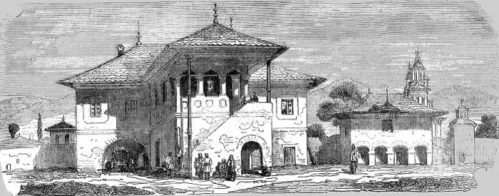 Framed Print : Hotel of a Grand Boyard in Wallachia, 1854. Creator: Unknown Framed Print : Hotel of a Grand Boyard in Wallachia, 1854. Creator: Unknown