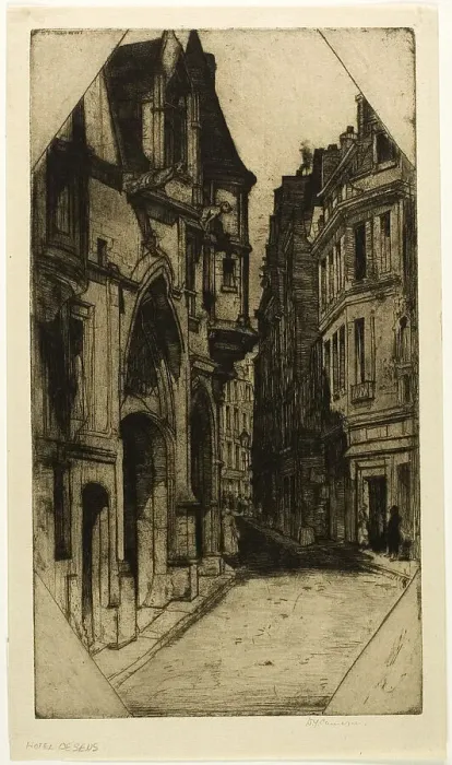 Framed Print : Hôtel de Sens, plate three from the Paris Set, 1904. Creator: David Young Cameron Framed Print : Hôtel de Sens, plate three from the Paris Set, 1904. Creator: David Young Cameron
