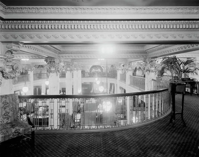 Framed Print : Hotel Utica, a mezzanine view, Utica, N.Y. between 1905 and 1915. Creator: Unknown Framed Print : Hotel Utica, a mezzanine view, Utica, N.Y. between 1905 and 1915. Creator: Unknown