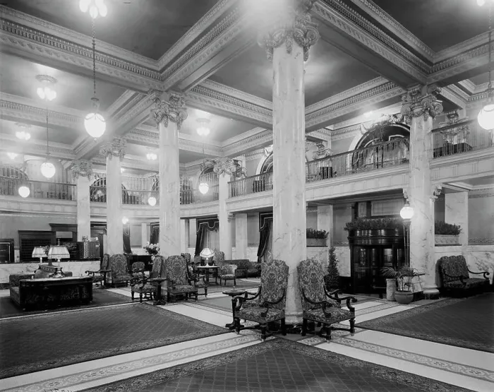 Framed Print : Hotel Utica, reception lobby, Utica, N.Y. between 1905 and 1915. Creator: Unknown