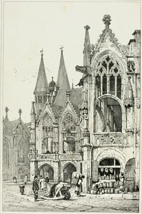 Framed Print : Hotel de Ville, Brunswick, 1833. Creator: Samuel Prout Framed Print : Hotel de Ville, Brunswick, 1833. Creator: Samuel Prout