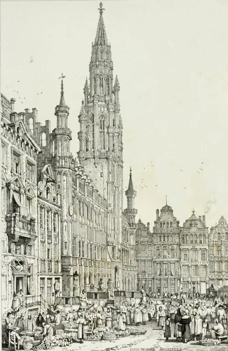 Framed Print : Hotel de Ville, Brussells, 1833. Creator: Samuel Prout Framed Print : Hotel de Ville, Brussells, 1833. Creator: Samuel Prout