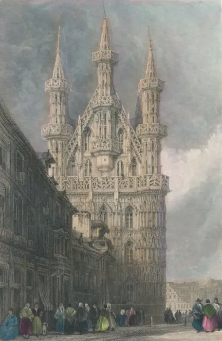 Framed Print : Hotel De Ville, Louvain, 19th century. Creator: W Wallis Framed Print : Hotel De Ville, Louvain, 19th century. Creator: W Wallis