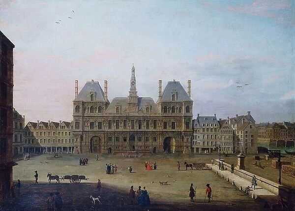 Hotel de Ville and the Place de Greve, around 1720, current 4th arrondissement, c1715-1725. Creator: Unknown