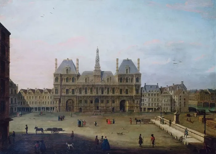 Framed Print : Hotel de Ville and the Place de Greve, around 1720, current 4th arrondissement, c1715-1725. Creator: Unknown Framed Print : Hotel de Ville and the Place de Greve, around 1720, current 4th arrondissement, c1715-1725. Creator: Unknown