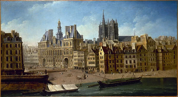 Hotel de Ville and Place de Greve (current Place de l'Hotel de Ville), 1751. Creator: Nicolas Raguenet