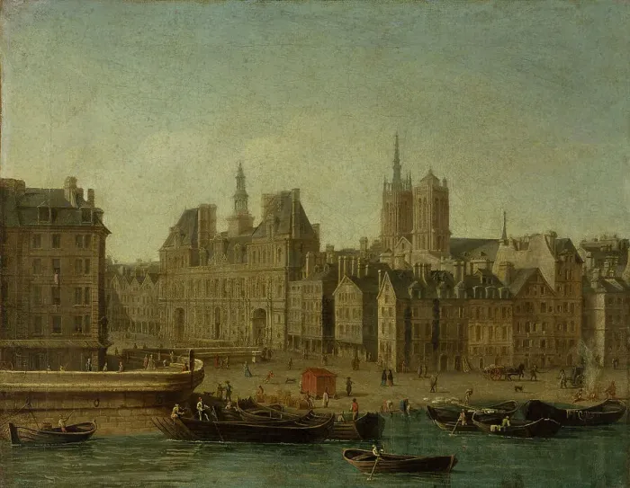 Framed Print : Hotel de Ville and Place de Greve (current Place de l'Hotel de Ville), c1750. Creator: Nicolas Raguenet Framed Print : Hotel de Ville and Place de Greve (current Place de l'Hotel de Ville), c1750. Creator: Nicolas Raguenet