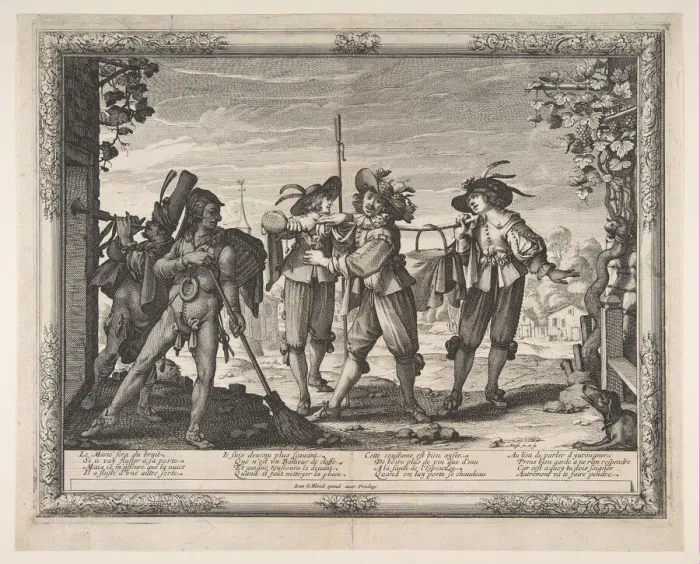 Framed Print : The Hotpot Carried to the Newlyweds; or The Racket, ca. 1633. Creator: Abraham Bosse Framed Print : The Hotpot Carried to the Newlyweds; or The Racket, ca. 1633. Creator: Abraham Bosse
