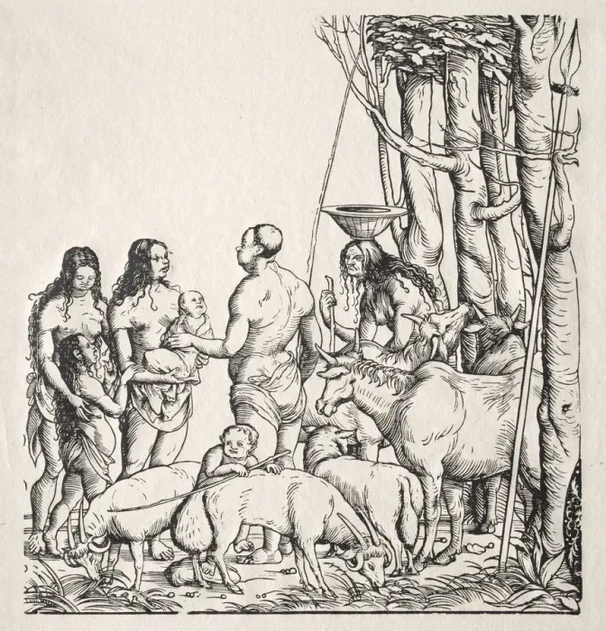 Framed Print : Hottentots with herd. Creator: Hans Burgkmair (German, 1473-1531) Framed Print : Hottentots with herd. Creator: Hans Burgkmair (German, 1473-1531)