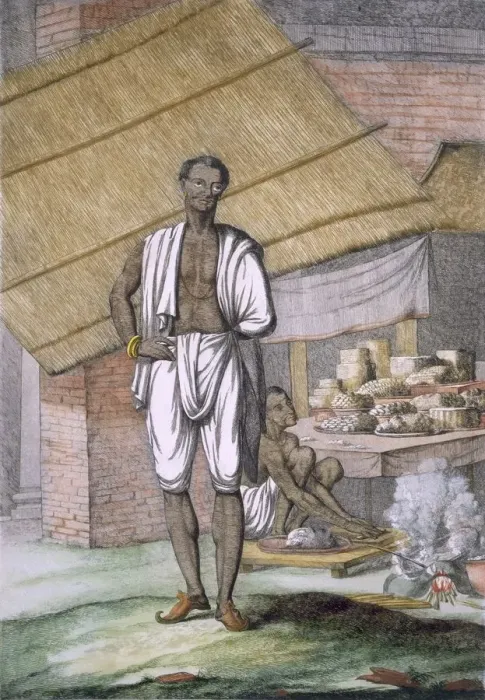 Framed Print : Houalouays, a confectioner or pastry cook, pub. 1808-12. Creator: Franz Balthazar Solvyns Framed Print : Houalouays, a confectioner or pastry cook, pub. 1808-12. Creator: Franz Balthazar Solvyns