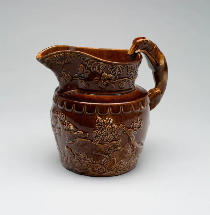 Framed Print : Hound-Handled Pitcher, c. 1850. Creator: Unknown Framed Print : Hound-Handled Pitcher, c. 1850. Creator: Unknown
