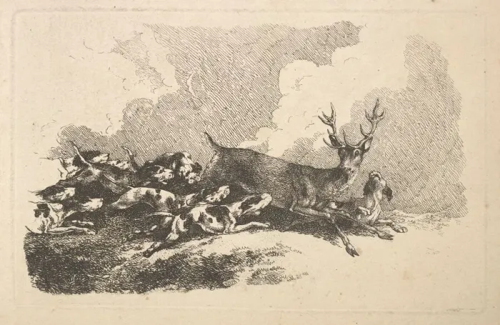 Framed Print : Hounds Hunting a Stag, 1784-88. Creator: Thomas Rowlandson Framed Print : Hounds Hunting a Stag, 1784-88. Creator: Thomas Rowlandson