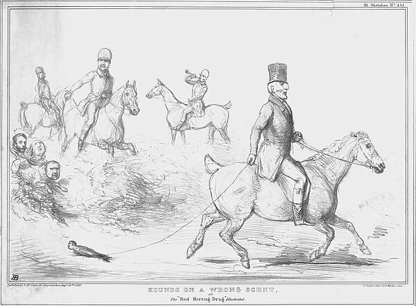 Hounds on a Wrong Scent, or the Red Herring Drag illustrated, 1836. Creator: John Doyle
