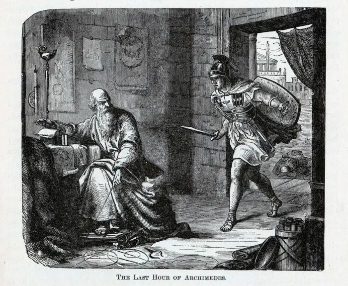 Framed Print : The Last Hour of Archimedes, 1882. Artist: Anonymous Framed Print : The Last Hour of Archimedes, 1882. Artist: Anonymous