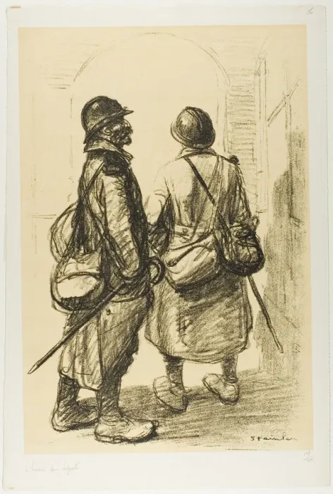 Framed Print : The Hour of Departure, plate twenty-six from Actualites, published March 1916 Framed Print : The Hour of Departure, plate twenty-six from Actualites, published March 1916