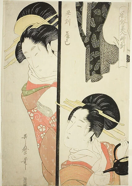 Hour of the Ox (Ushi no koku) Fukagawa Pleasure Quarter (Tatsumi), from the series... c. 1798 / 99. Creator: Kitagawa Utamaro