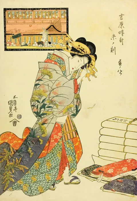 Framed Print : The Hour of the Sheep, Eight Hour of Day (Hitsuji no koku, hiru no yattsu), c1818-1821. Creator: Kunisada (Toyokuni III); Utagawa (1786-1865) Framed Print : The Hour of the Sheep, Eight Hour of Day (Hitsuji no koku, hiru no yattsu), c1818-1821. Creator: Kunisada (Toyokuni III); Utagawa (1786-1865)