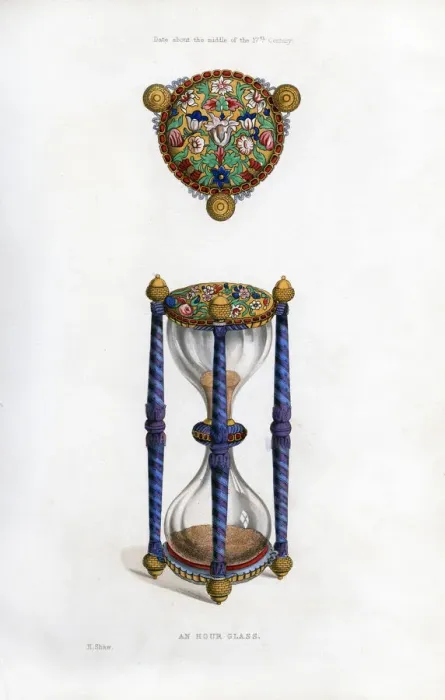 Framed Print : Hourglass, mid-17th century, (1843). Artist: Henry Shaw Framed Print : Hourglass, mid-17th century, (1843). Artist: Henry Shaw