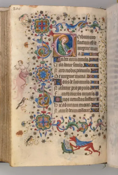 Framed Print : Hours of Charles the Noble, King of Navarre (1361-1425): fol. 102v, Text, c. 1405 Framed Print : Hours of Charles the Noble, King of Navarre (1361-1425): fol. 102v, Text, c. 1405