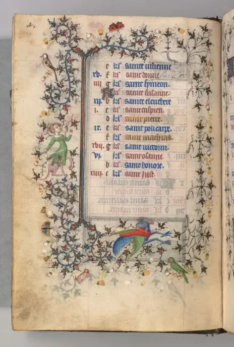 Framed Print : Hours of Charles the Noble, King of Navarre (1361-1425): fol. 2v, February, c. 1405 Framed Print : Hours of Charles the Noble, King of Navarre (1361-1425): fol. 2v, February, c. 1405