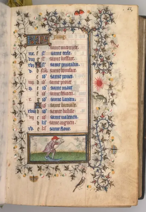 Framed Print : Hours of Charles the Noble, King of Navarre (1361-1425): fol. 6r, June, c. 1405. Creator Framed Print : Hours of Charles the Noble, King of Navarre (1361-1425): fol. 6r, June, c. 1405. Creator