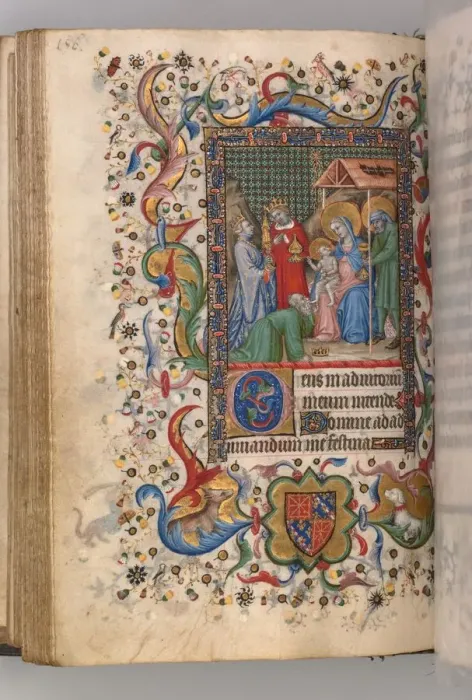 Framed Print : Hours of Charles the Noble, King of Navarre (1361-1425): fol. 78v, Adoration of the Magi (Sext), c Framed Print : Hours of Charles the Noble, King of Navarre (1361-1425): fol. 78v, Adoration of the Magi (Sext), c