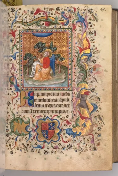 Framed Print : Hours of Charles the Noble, King of Navarre (1361-1425): fol. 1r, St. John the Evagelist, c Framed Print : Hours of Charles the Noble, King of Navarre (1361-1425): fol. 1r, St. John the Evagelist, c