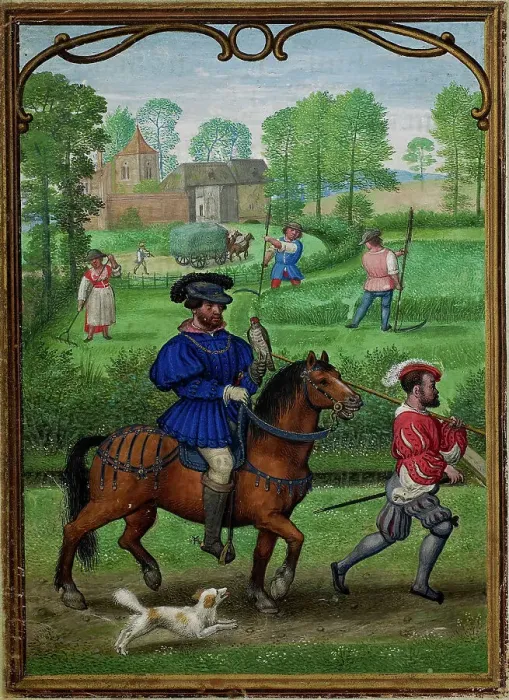 Framed Print : The Hours of Hennessy (Hours of Notre-Dame). Labors of the Months: July, c1530. Creator: Bening, Simon, (Workshop) (ca 1483-1561) Framed Print : The Hours of Hennessy (Hours of Notre-Dame). Labors of the Months: July, c1530. Creator: Bening, Simon, (Workshop) (ca 1483-1561)