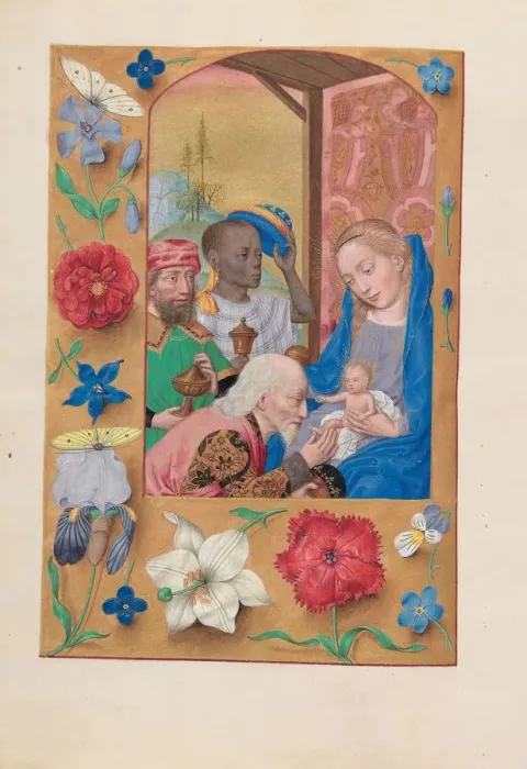 Framed Print : Hours of Queen Isabella the Catholic, Queen of Spain: Fol. 136v, Adoration of the Magi, c Framed Print : Hours of Queen Isabella the Catholic, Queen of Spain: Fol. 136v, Adoration of the Magi, c