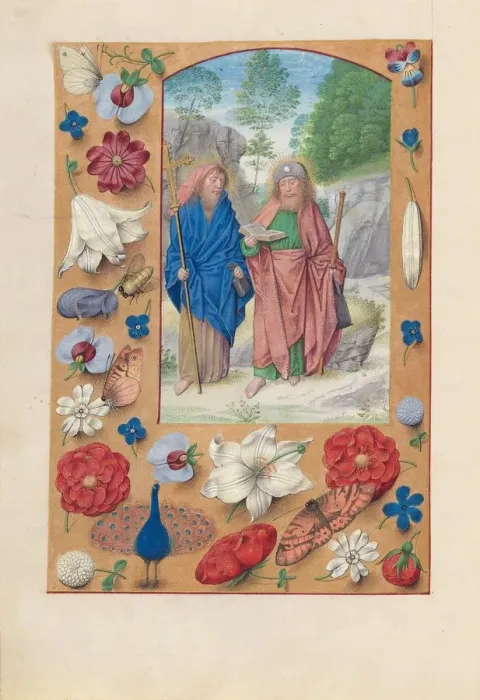 Framed Print : Hours of Queen Isabella the Catholic, Queen of Spain: Fol. 175v, Saints Philip & James, c Framed Print : Hours of Queen Isabella the Catholic, Queen of Spain: Fol. 175v, Saints Philip & James, c