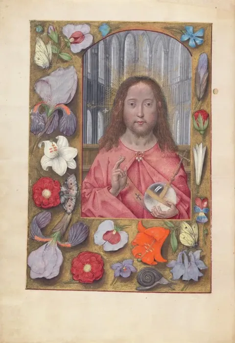 Framed Print : Hours of Queen Isabella the Catholic, Queen of Spain: Fol. 14v, Salvator Mundi, c Framed Print : Hours of Queen Isabella the Catholic, Queen of Spain: Fol. 14v, Salvator Mundi, c