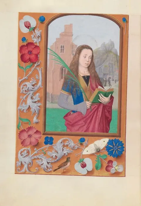Framed Print : Hours of Queen Isabella the Catholic, Queen of Spain: Fol. 191v, St. Barbara, c. 1500 Framed Print : Hours of Queen Isabella the Catholic, Queen of Spain: Fol. 191v, St. Barbara, c. 1500