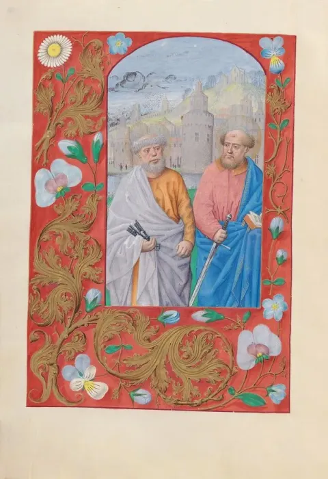 Framed Print : Hours of Queen Isabella the Catholic, Queen of Spain: Fol. 173v, Saints Peter & Paul, c Framed Print : Hours of Queen Isabella the Catholic, Queen of Spain: Fol. 173v, Saints Peter & Paul, c