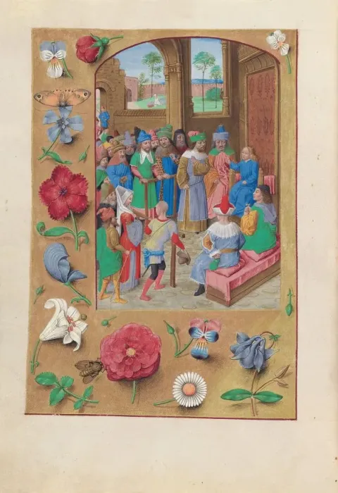 Framed Print : Hours of Queen Isabella the Catholic, Queen of Spain: Fol. 195v, St. Suzanne, c. 1500 Framed Print : Hours of Queen Isabella the Catholic, Queen of Spain: Fol. 195v, St. Suzanne, c. 1500