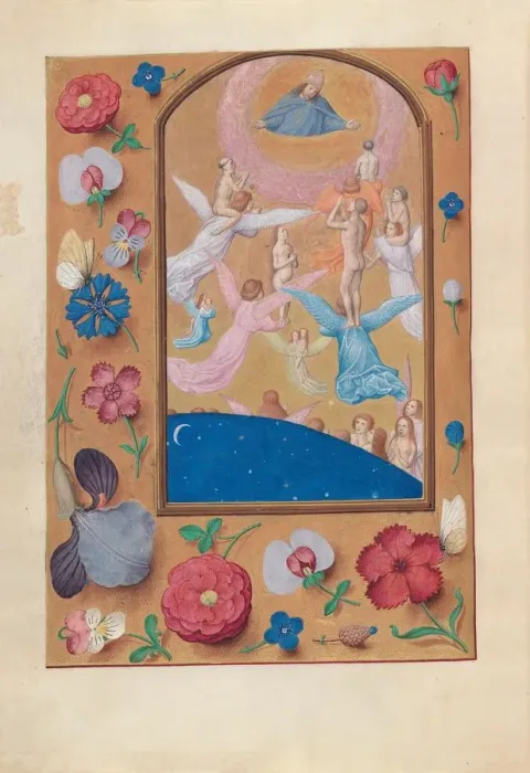 Framed Print : Hours of Queen Isabella the Catholic, Queen of Spain: Fol. 24v, Souls of the Saved…, c Framed Print : Hours of Queen Isabella the Catholic, Queen of Spain: Fol. 24v, Souls of the Saved…, c
