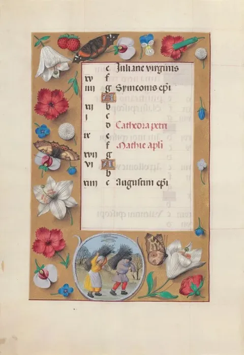 Framed Print : Hours of Queen Isabella the Catholic, Queen of Spain: Fol. 3v, February, c. 1500. Creator Framed Print : Hours of Queen Isabella the Catholic, Queen of Spain: Fol. 3v, February, c. 1500. Creator