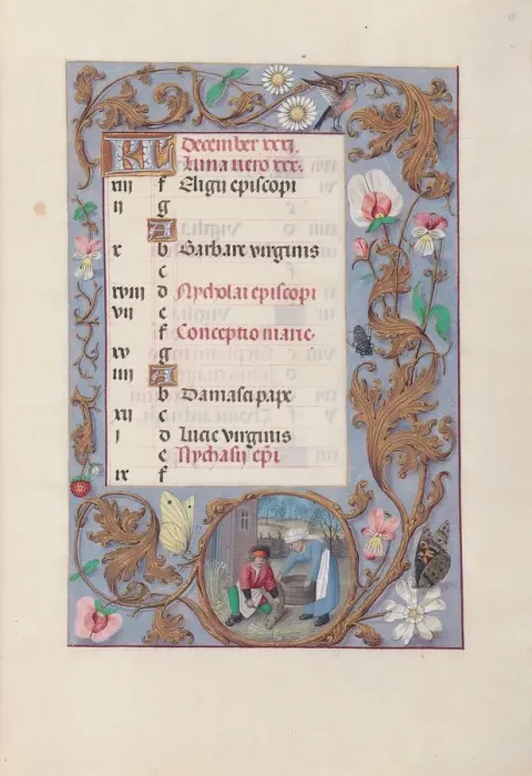 Framed Print : Hours of Queen Isabella the Catholic, Queen of Spain: Fol. 13r, December, c. 1500 Framed Print : Hours of Queen Isabella the Catholic, Queen of Spain: Fol. 13r, December, c. 1500