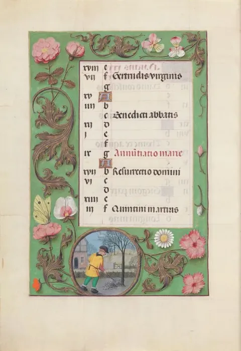 Framed Print : Hours of Queen Isabella the Catholic, Queen of Spain: Fol. 4v, March, c. 1500. Creator Framed Print : Hours of Queen Isabella the Catholic, Queen of Spain: Fol. 4v, March, c. 1500. Creator