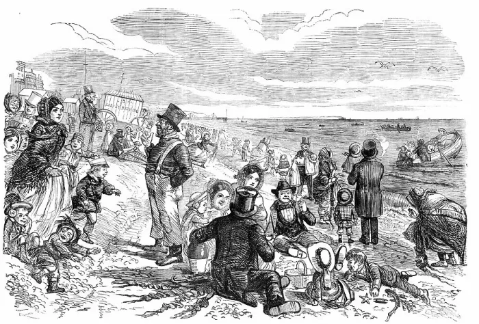 Framed Print : Eight Hours at the Sea-Side - drawn by John Leech, 1856. Creator: Unknown Framed Print : Eight Hours at the Sea-Side - drawn by John Leech, 1856. Creator: Unknown