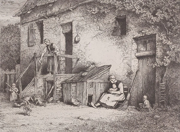 In Front of the House, 1845. Creator: Charles Emile Jacque