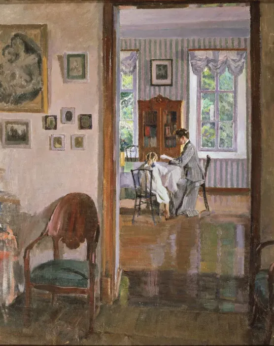 Framed Print : In a house, 1910. Artist: Vinogradov, Sergei Arsenyevich (1869-1938) Framed Print : In a house, 1910. Artist: Vinogradov, Sergei Arsenyevich (1869-1938)