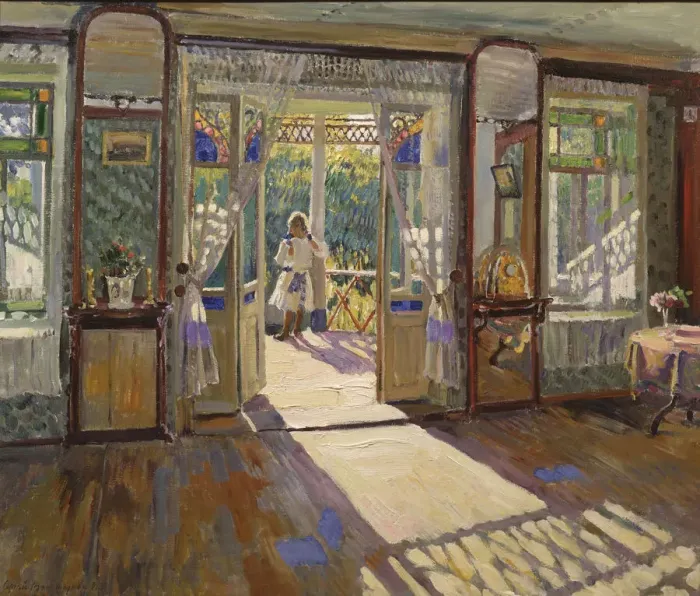 Framed Print : In a house, 1913. Artist: Vinogradov, Sergei Arsenyevich (1869-1938)