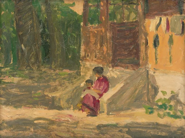 Framed Print : In front of a House, around 1920. Creator: Teodor Jozef Mousson Framed Print : In front of a House, around 1920. Creator: Teodor Jozef Mousson