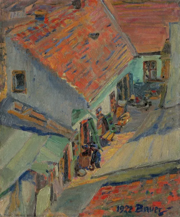 Framed Print : In front of the house, 1922. Creator: Konstantin Bauer Framed Print : In front of the house, 1922. Creator: Konstantin Bauer