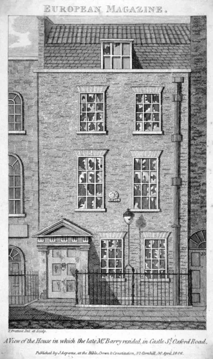 Framed Print : House that the artist James Barry lived in, Eastcastle Street, Marylebone, London, 1806 Framed Print : House that the artist James Barry lived in, Eastcastle Street, Marylebone, London, 1806
