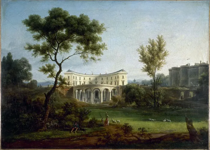 Framed Print : The house of Beaumarchais and the Bastille, c1788. Creator: Jean Baptiste Francois Genillion Framed Print : The house of Beaumarchais and the Bastille, c1788. Creator: Jean Baptiste Francois Genillion