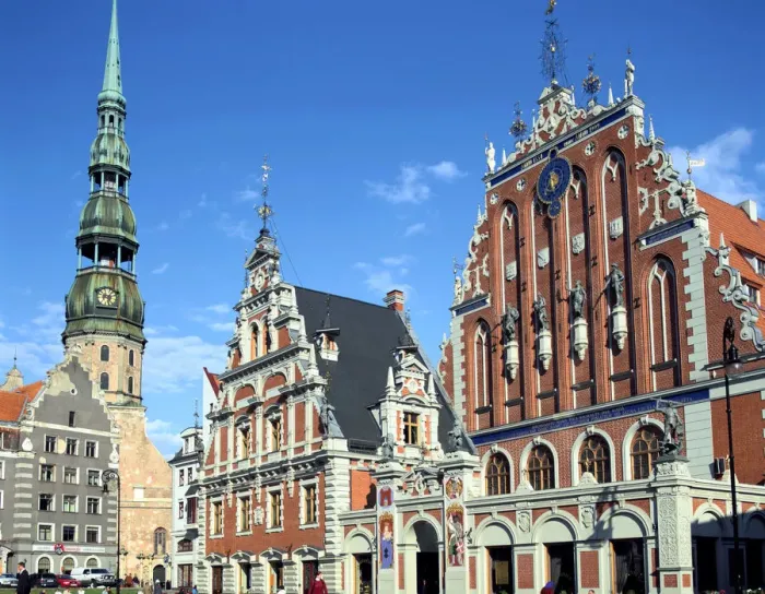 Framed Print : House of Blackheads and St Peters church, Riga, Latvia Framed Print : House of Blackheads and St Peters church, Riga, Latvia