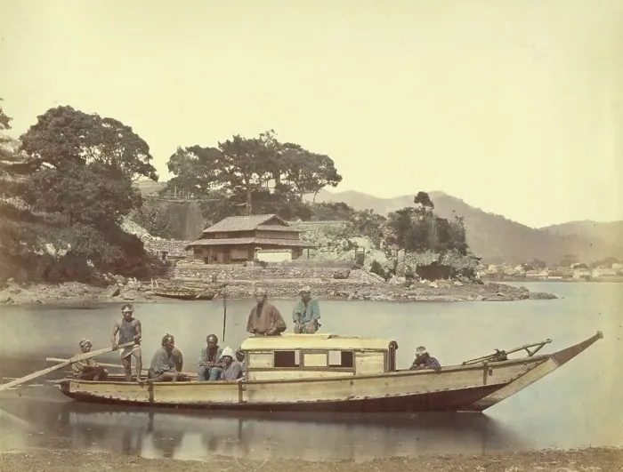 Framed Print : House Boat, 1866-1867. Creator: Felice Beato Framed Print : House Boat, 1866-1867. Creator: Felice Beato