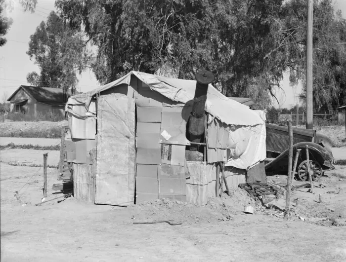 Framed Print : House in camp of carrot pullers, near Holtville, Imperial Valley, California, 1939. Creator: Dorothea Lange Framed Print : House in camp of carrot pullers, near Holtville, Imperial Valley, California, 1939. Creator: Dorothea Lange