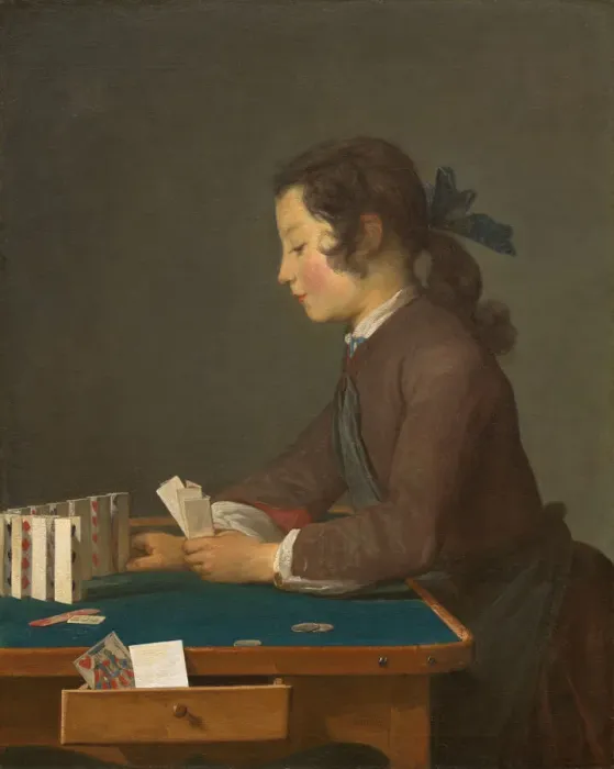 Framed Print : The House of Cards, probably 1737. Creator: Jean-Simeon Chardin Framed Print : The House of Cards, probably 1737. Creator: Jean-Simeon Chardin